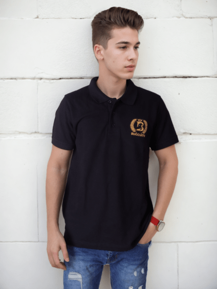 Men Black Polo Collar T-shirt